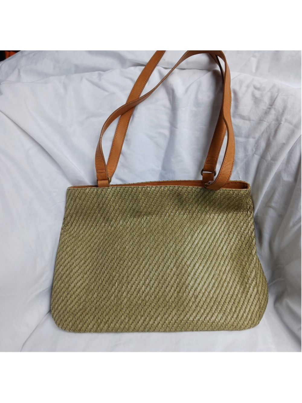 Fossil Vintage Woven Shoulder Bag Straw Leather Tan 75082